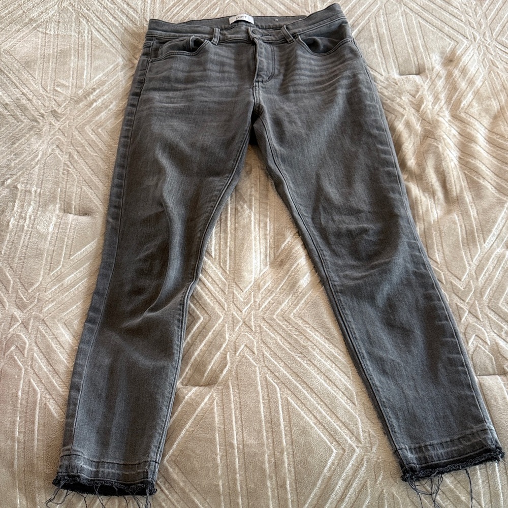 Loft Outlet Women's Gray Fray Skinny Jeans